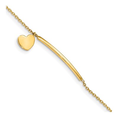 14K Yellow Gold Heart for Baby Child ID Bracelet