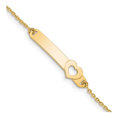 14K Yellow Gold Kids' Heart ID Bracelet