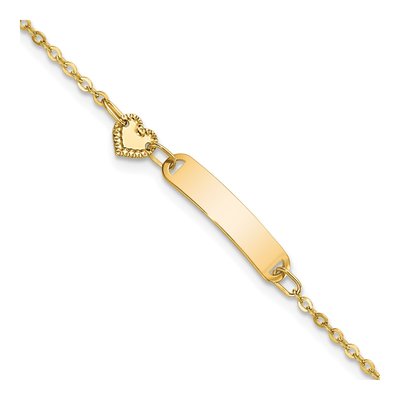 14K Yellow Gold Children's Heart ID Bracelet