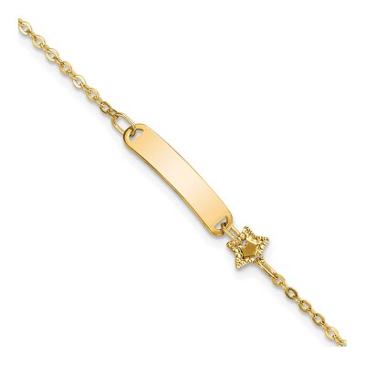 14K Yellow Gold Kids' Rectangle ID Bracelet