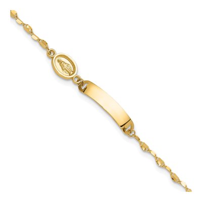 14K Yellow Gold Miraculous Medal Baby ID Bracelet