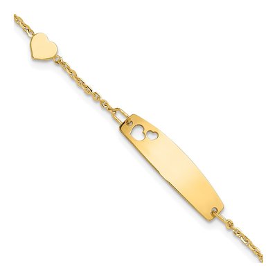 14K Yellow Gold Heart for Baby Child ID Bracelet