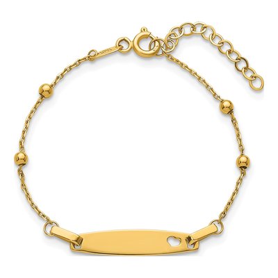 14K Yellow Gold Heart for Baby Child ID Bracelet – view 5