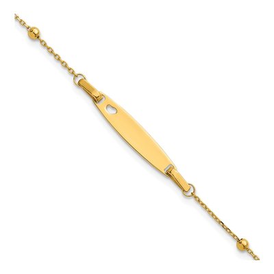 14K Yellow Gold Heart for Baby Child ID Bracelet