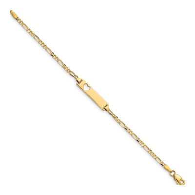 14K Yellow Gold Figaro Heart ID Bracelet – view 3