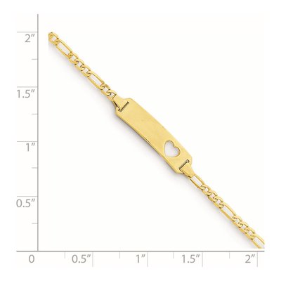14K Yellow Gold Figaro Heart ID Bracelet – view 4