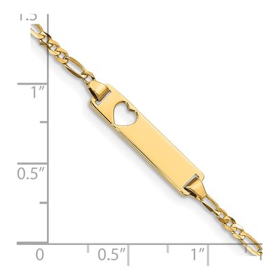 14K Yellow Gold Figaro Heart ID Bracelet – view 5