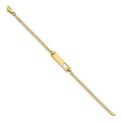 14K Yellow Gold Curb Heart ID Bracelet – view 3