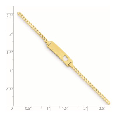 14K Yellow Gold Curb Heart ID Bracelet – view 4