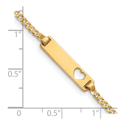 14K Yellow Gold Curb Heart ID Bracelet – view 5