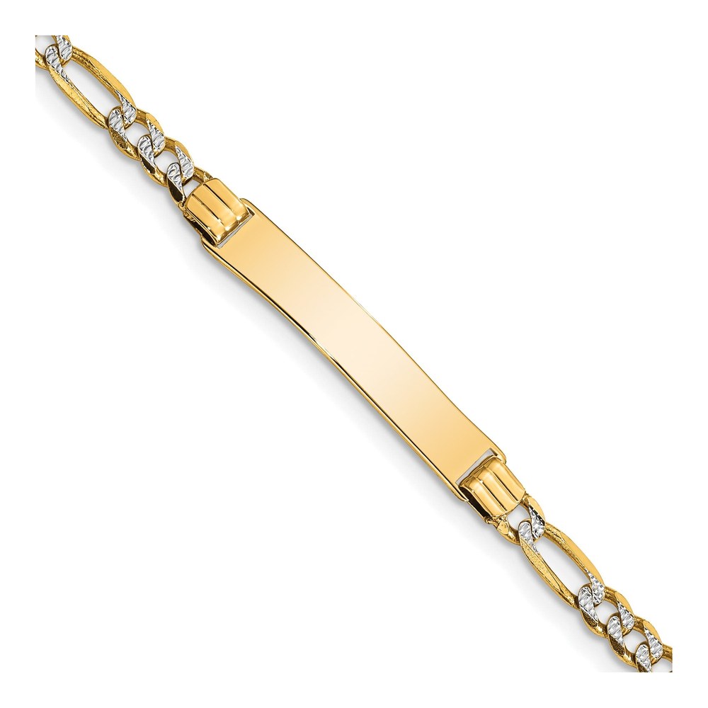14K Yellow Gold Figaro Link Baby ID Bracelet, 6 in