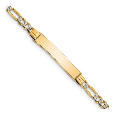 14K Yellow Gold Figaro Link Baby ID Bracelet