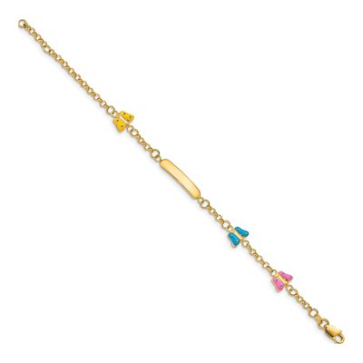 14K Yellow Gold Enamel Butterfly ID Bracelet – view 3