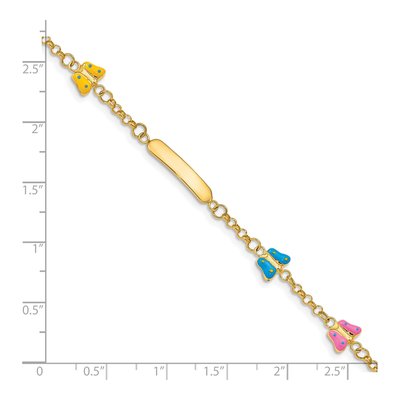 14K Yellow Gold Enamel Butterfly ID Bracelet – view 4