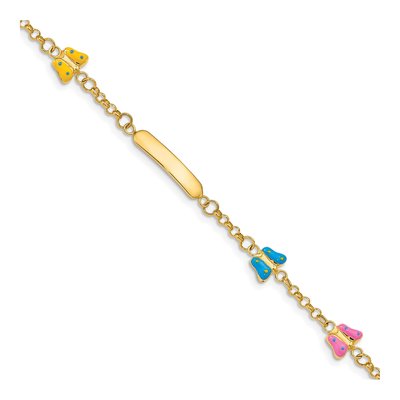14K Yellow Gold Enamel Butterfly ID Bracelet