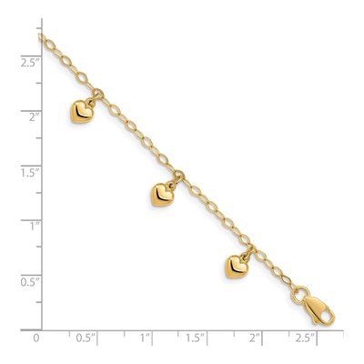 14K Yellow Gold Puffed Heart for Kids Bracelet – view 3