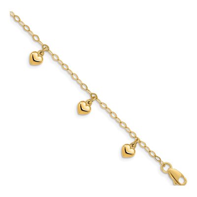 14K Yellow Gold Puffed Heart for Kids Bracelet