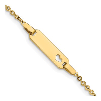 14K Yellow Gold Heart ID Bracelet