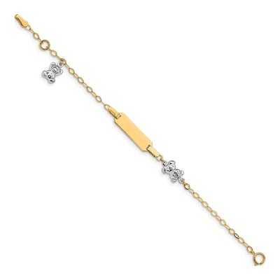 14K Two-Tone Gold Children's Teddy Bearw 5In ID Bracelet – view 3