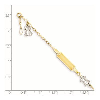 14K Two-Tone Gold Children's Teddy Bearw 5In ID Bracelet – view 4