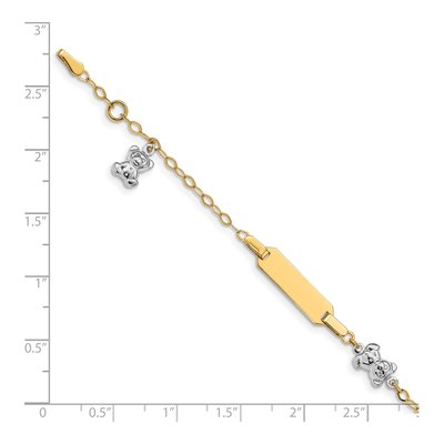14K Two-Tone Gold Children's Teddy Bearw 5In ID Bracelet – view 5