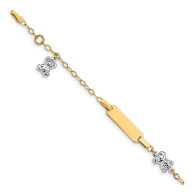 14K Two-Tone Gold Children's Teddy Bearw 5In ID Bracelet