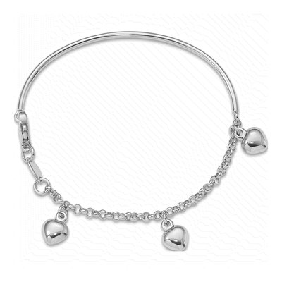 14K White Gold Dangle Heart Baby Bracelet