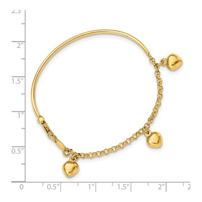 14K Yellow Gold Dangle Heart Baby Bracelet – view 2