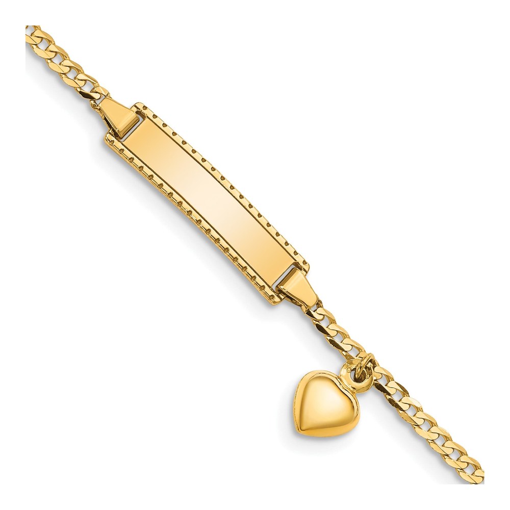 14K Yellow Gold Heart for Baby Child ID Bracelet