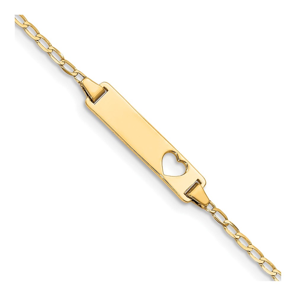 14K Yellow Gold Heart for Baby Child ID Bracelet