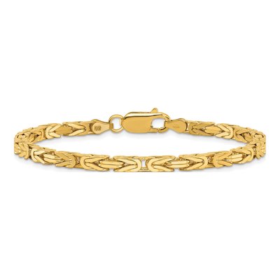 14K Yellow Gold 3.25mm Byzantine Chain Bracelet – view 3