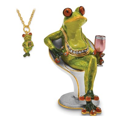 Bejeweled Frog Trinket Box with 18" Necklace – view 4