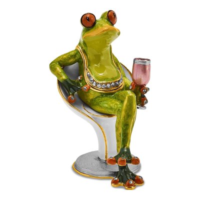 Bejeweled Frog Trinket Box with 18" Necklace