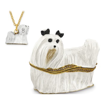 Millie Maltese Trinket Box with 18in Necklace – view 4