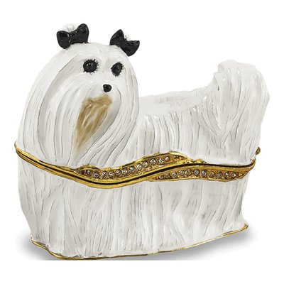 Millie Maltese Trinket Box with 18in Necklace