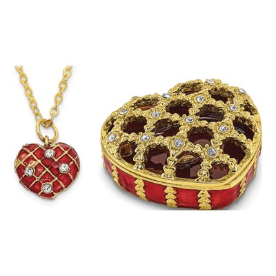 Bejeweled Heart Trinket Box with 18" Necklace – view 6