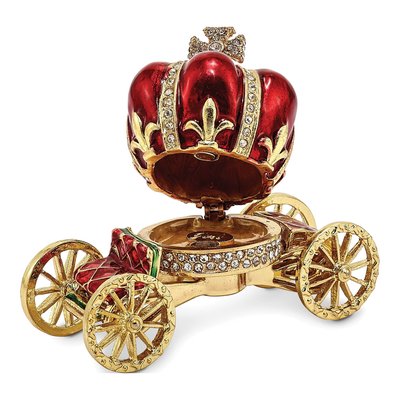 Bejeweled Crown Carriage Trinket Box & Necklace Set – view 2
