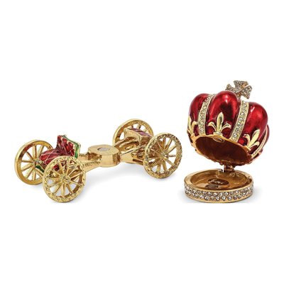 Bejeweled Crown Carriage Trinket Box & Necklace Set – view 3