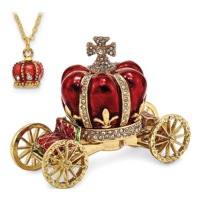 Bejeweled Crown Carriage Trinket Box & Necklace Set – view 5