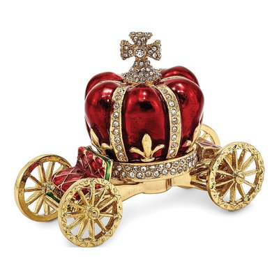 Bejeweled Crown Carriage Trinket Box & Necklace Set