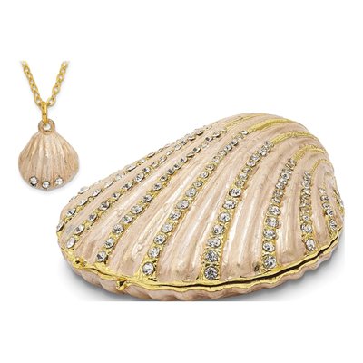 Pewter Clam Shell Trinket Box with Necklace Set – view 5