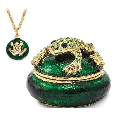 Bejeweled Frog Trinket Box with 18" Necklace – view 5
