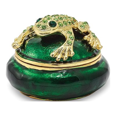 Bejeweled Frog Trinket Box with 18" Necklace