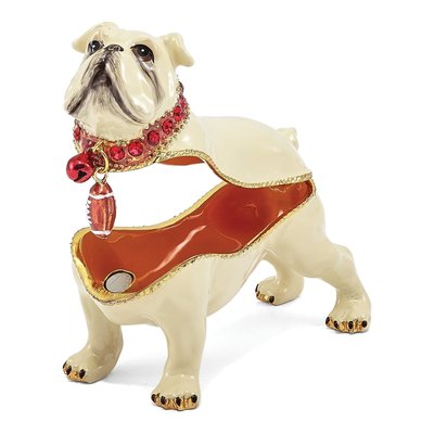 Pewter Bulldog Football Trinket Box & Necklace – view 2