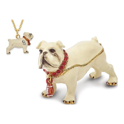 Pewter Bulldog Football Trinket Box & Necklace – view 4