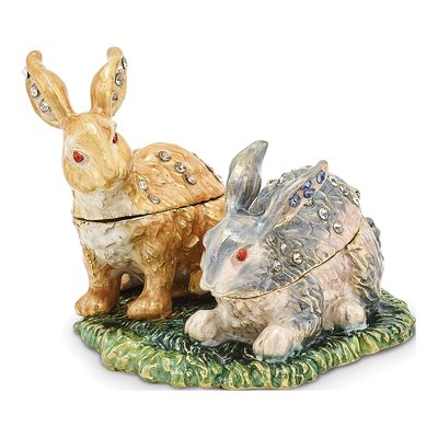 Bejeweled Bunny Trinket Box with 18" Necklace
