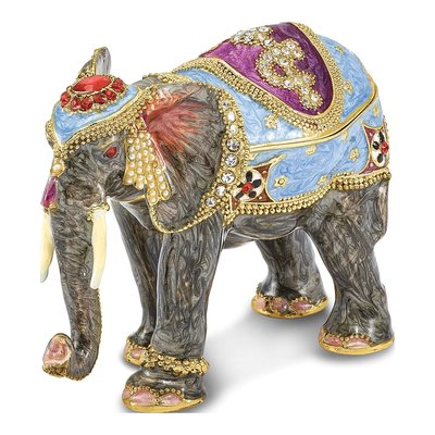 Pewter Elephant Trinket Box w/ 18" Necklace