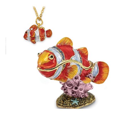 Pewter Clown Fish Trinket Box & 18" Necklace Set – view 4