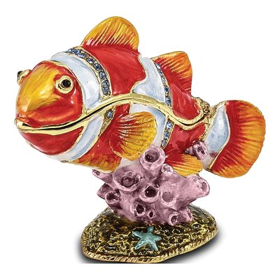 Pewter Clown Fish Trinket Box & 18" Necklace Set