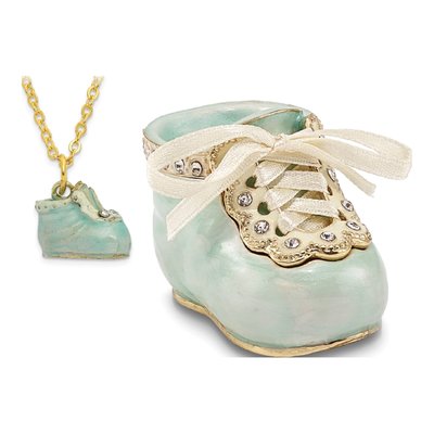 It's a Boy Baby Bootie Trinket Box & Necklace – view 4